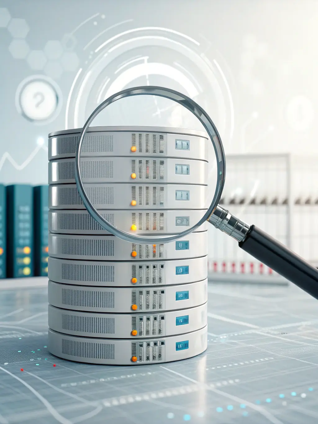 A visual representation of a database lookup process, showing data being retrieved and analyzed quickly and accurately.