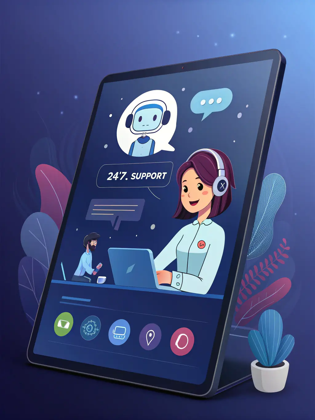 A professional-looking chatbot interface assisting a customer with a query on a website, showcasing real-time support and automated responses.